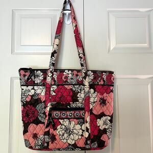 Vera Bradley Mocha Rouge Quilted Medium Tote Purse